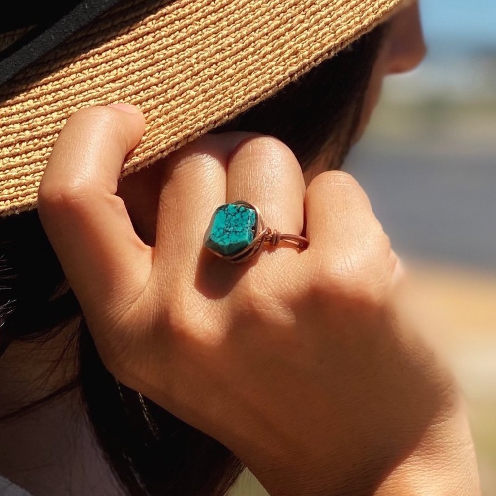STATEMENT BOHEMIAN STONE WIRE RING-COPPER - Picture 4 of 4
